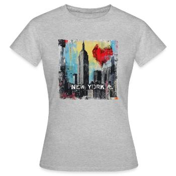 New York, retro, vintage - Valentinstag - Frauen T-Shirt - Grau meliert - Vorne - AI Model Female 172 dark (172cm)
