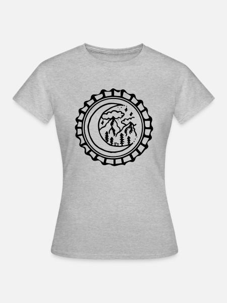 Bottle Cap Moon - Frauen T-Shirt - Grau meliert