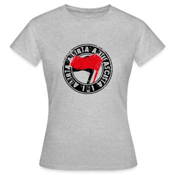 Alerta Alerta Antifascista 161 Antifa - Frauen T-Shirt - Grau meliert - Vorne - AI Model Female 172 dark (172cm)
