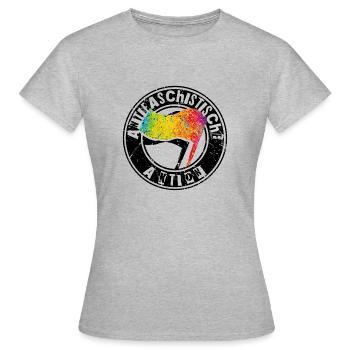 Action antifasciste - T-shirt Femme - gris chiné - Devant - AI Model Female 172 dark (172cm)