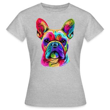 French Bulldog Colorful Art - Women's T-Shirt - heather grey - Front - AI Model Female 172 dark (172cm)