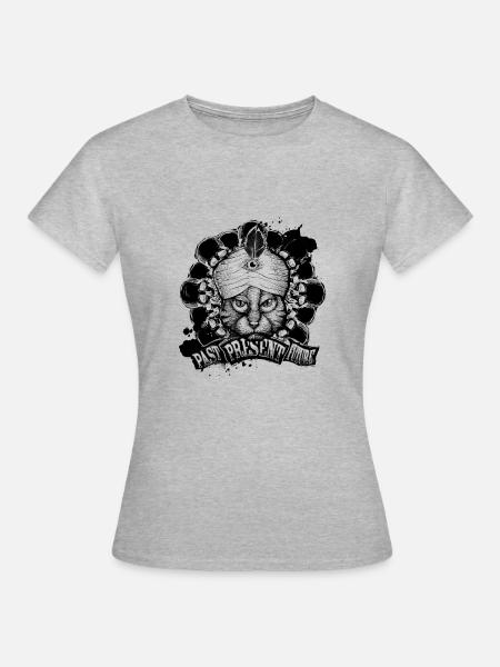 Katzen Magier - Frauen T-Shirt - Grau meliert