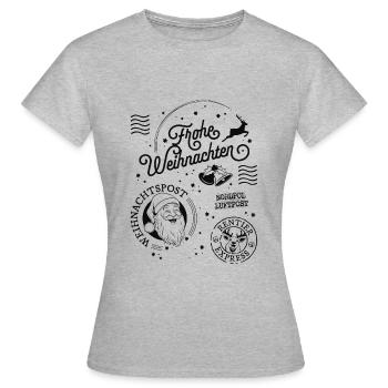 Frohe Weihnachten Weihnachtsgeschenk Nordpol - Frauen T-Shirt - Grau meliert - Vorne - AI Model Female 172 dark (172cm)