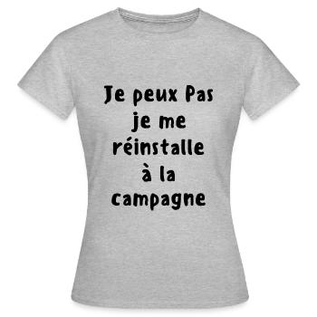 Je peux pas je me réinstalle à la campagne - T-shirt Femme - gris chiné - Devant - AI Model Female 172 dark (172cm)