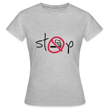 N'arrêtez pas de fumer. Zone sans fumée. Interdiction de la cigarette. - T-shirt Femme - gris chiné - Devant - AI Model Female 172 dark (172cm)