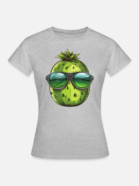 Coole Wassermelone - Design mit Sonnenbrille - Frauen T-Shirt - Grau meliert