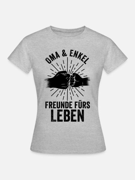 Großmutter Enkel Oma - Frauen T-Shirt - Grau meliert