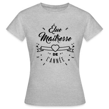 élue maitresse de l'année - T-shirt Femme - gris chiné - Devant - AI Model Female 172 dark (172cm)