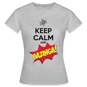The Big Bang Theory Keep Calm and Bazinga - Frauen T-Shirt - Grau meliert - Vorne - AI Model Female 172 dark (172cm)