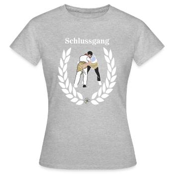 schwinger schlussgang - Frauen T-Shirt - Grau meliert - Vorne - AI Model Female 172 dark (172cm)