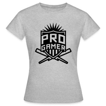 Pro Gamer (Wappen) - Frauen T-Shirt - Grau meliert - Vorne - AI Model Female 172 dark (172cm)