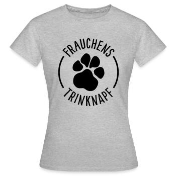 Tasse für Hundebesitzerinnen - Frauchens Trinknapf - Frauen T-Shirt - Grau meliert - Vorne - AI Model Female 172 dark (172cm)