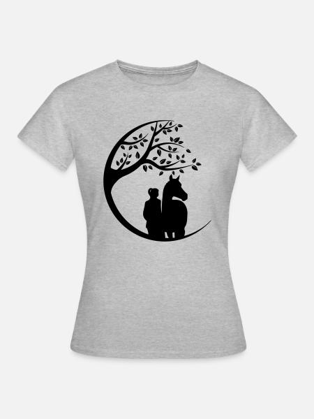 Une fille avec un cheval - T-shirt Femme - gris chiné