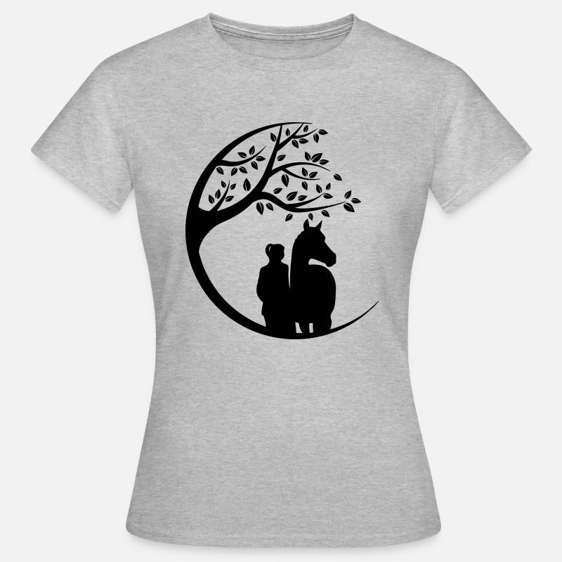 Ein Mädchen mit einem Pferd - Frauen T-Shirt - Grau meliert
