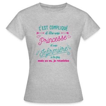 infirmière humoristique - T-shirt Femme - gris chiné - Devant - AI Model Female 172 dark (172cm)