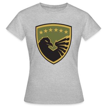 FSK Kosova - Forca e Sigurisë së Kosovës - Frauen T-Shirt - Grau meliert - Vorne - AI Model Female 172 dark (172cm)