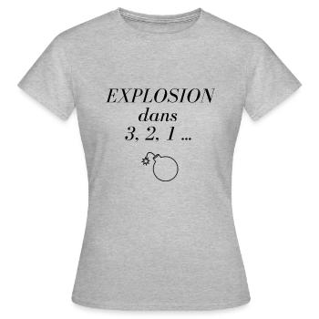 Explosion dans ... - T-shirt Femme - gris chiné - Devant - AI Model Female 172 dark (172cm)