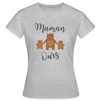 Maman ours - T-shirt Femme - gris chiné - Devant - AI Model Female 172 dark (172cm)