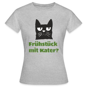 frühstück mit kater - Frauen T-Shirt - Grau meliert - Vorne - AI Model Female 172 dark (172cm)