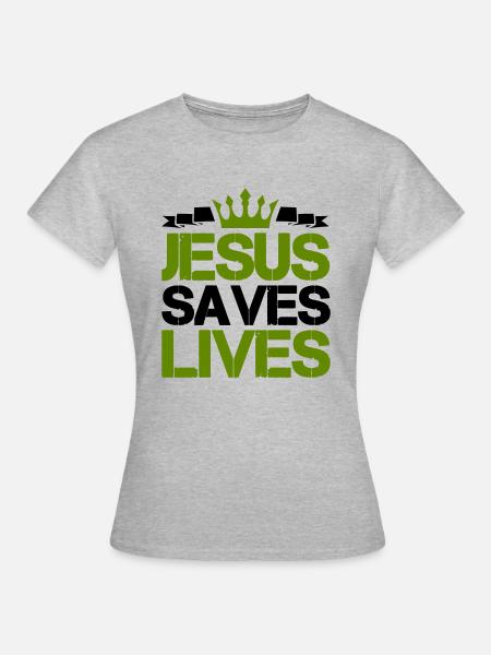 jesus saves lives - Frauen T-Shirt - Grau meliert