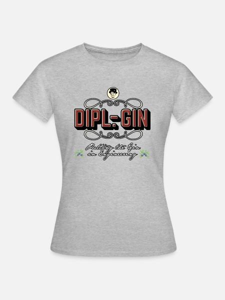 Gin-T-Shirt Dipl.-Gin - Frauen T-Shirt - Grau meliert