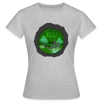 Surreale Höhlenwelt - Frauen T-Shirt - Grau meliert - Vorne - AI Model Female 172 dark (172cm)