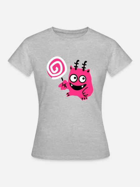 Lolli-Monster - Frauen T-Shirt - Grau meliert