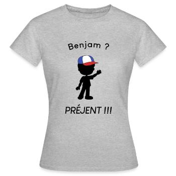 Benjam - Blague - T-shirt Femme - gris chiné - Devant - AI Model Female 172 dark (172cm)