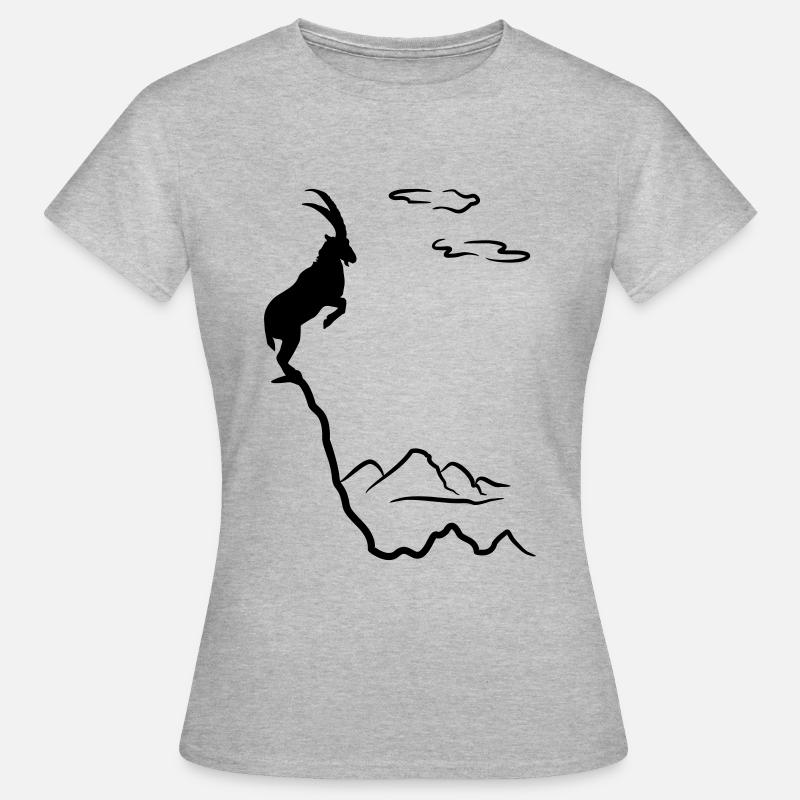 Steinbock am Berg - Frauen T-Shirt - Grau meliert