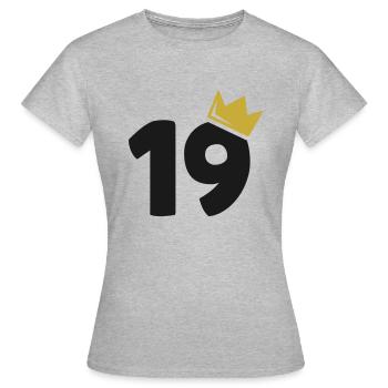 19e anniversaire Couronne 19 ans Numéro - T-shirt Femme - gris chiné - Devant - AI Model Female 172 dark (172cm)
