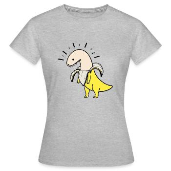 Dinosaure banane mature - Banana Dino - T-shirt Femme - gris chiné - Devant - AI Model Female 172 dark (172cm)