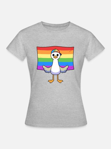 LGBTQIA+ Pride Möwe Cappy Regenbogenfahne - Frauen T-Shirt - Grau meliert
