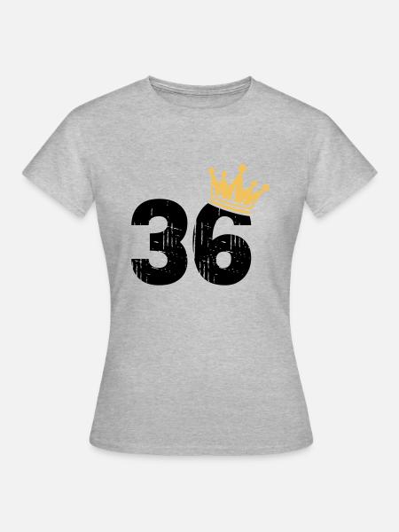 36 Krone 36. Geburtstag 36 Jahre - Dame-T-shirt - grå meleret