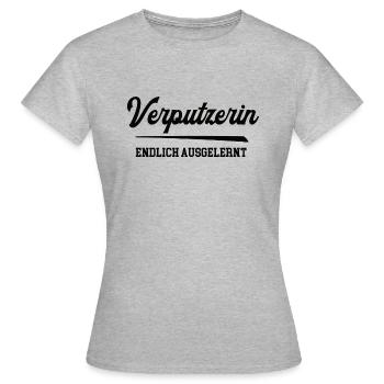 Verputzerin Ausbildung Lehre Abschluss Stuckateur - Frauen T-Shirt - Grau meliert - Vorne - AI Model Female 172 dark (172cm)
