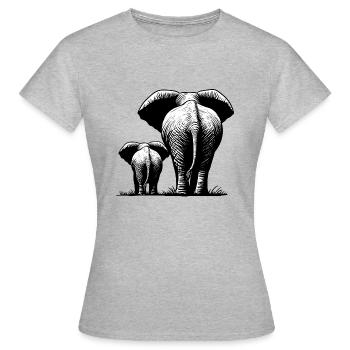 Famille d’éléphants : deux pachydermes en Afrique - T-shirt Femme - gris chiné - Devant - AI Model Female 172 dark (172cm)