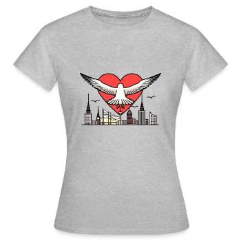 Mer du Nord Moin Seagull J’ADORE Hambourg Ville hanséatique Kiez - T-shirt Femme - gris chiné - Devant - AI Model Female 172 dark (172cm)