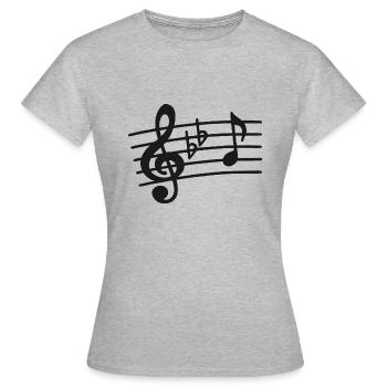 Clé de sol, partition, clé de musicien - T-shirt Femme - gris chiné - Devant - AI Model Female 172 dark (172cm)