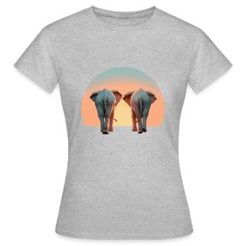 Eléphants Deux Pachydermes Lever De Soleil Afrique - T-shirt Femme - gris chiné - Devant - AI Model Female 172 dark (172cm)