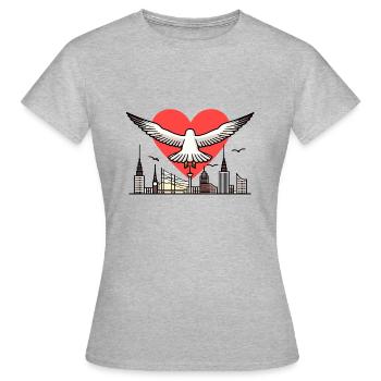 Mer du Nord Moin Mouette J’ADORE Hambourg Ville hanséatique Kiez - T-shirt Femme - gris chiné - Devant - AI Model Female 172 dark (172cm)