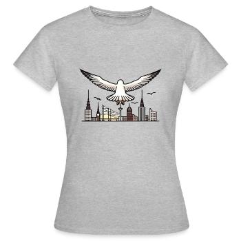 Mer du Nord Moin Mouette Hambourg Horizon Hanséatique Ville Kiez - T-shirt Femme - gris chiné - Devant - AI Model Female 172 dark (172cm)