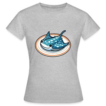Manta Platte - Frauen T-Shirt - Grau meliert - Vorne - AI Model Female 172 dark (172cm)