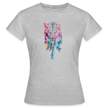 Loup, Vikings, Teutons, Asgard, Valhalla - T-shirt Femme - gris chiné - Devant - AI Model Female 172 dark (172cm)