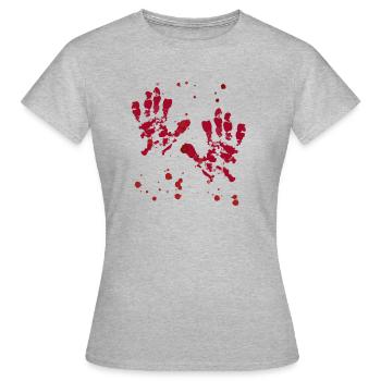 Blut,Hände,blutspritzer,halloween - Frauen T-Shirt - Grau meliert - Vorne - AI Model Female 172 dark (172cm)