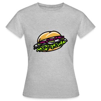 Bismarck Hering Fischbrötchen Fischmarkt Hamburg - Frauen T-Shirt - Grau meliert - Vorne - AI Model Female 172 dark (172cm)