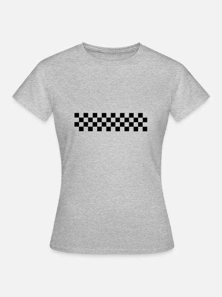 Karo Schachbrett, Ska - Frauen T-Shirt - Grau meliert