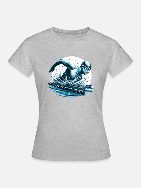 Schwimmer in Aktion - Frauen T-Shirt - Grau meliert