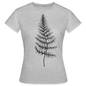 Florale vintage illustration " fougère à dos d’argent » - T-shirt Femme - gris chiné - Devant - AI Model Female 172 dark (172cm)