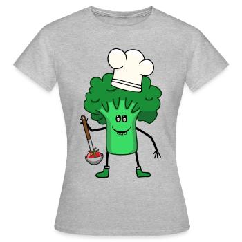 Soupe de légumes au brocoli Louche Cuisinier Végétarien - T-shirt Femme - gris chiné - Devant - AI Model Female 172 dark (172cm)