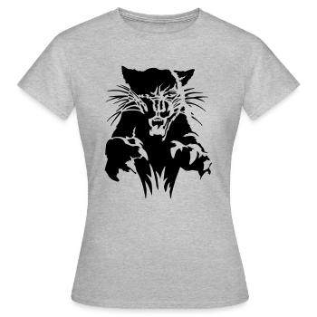 Panther im Angriff - Frauen T-Shirt - Grau meliert - Vorne - AI Model Female 172 dark (172cm)