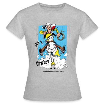Lucky Luke Cowboy Et Jolly En Tournée - T-shirt Femme - gris chiné - Devant - AI Model Female 172 dark (172cm)